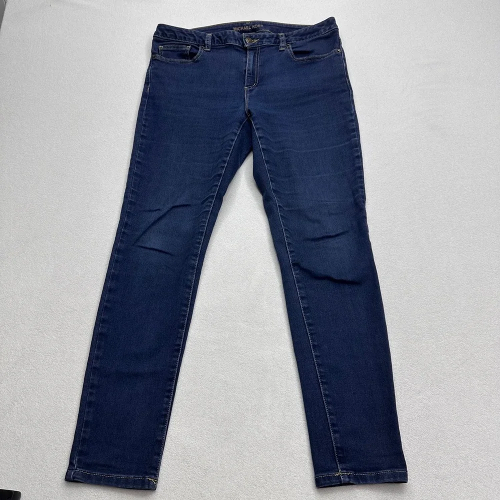 Michael Kors‎ Izzy Skinny Jeans Womens 10 Dark Wash Blue Stretch Denim MK Logo